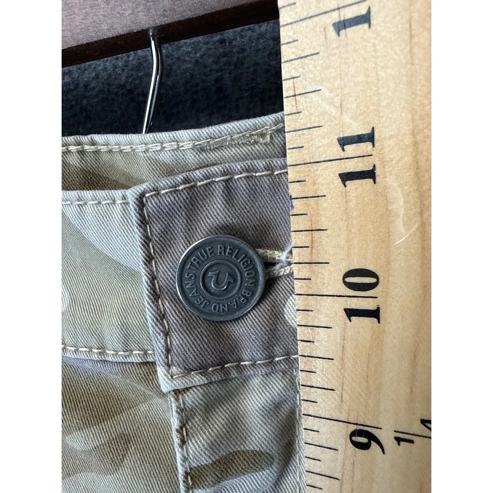 True Religion Ricky Pants Mens 42 Tan Camo Flap Straight Leg Military Preppy Hip